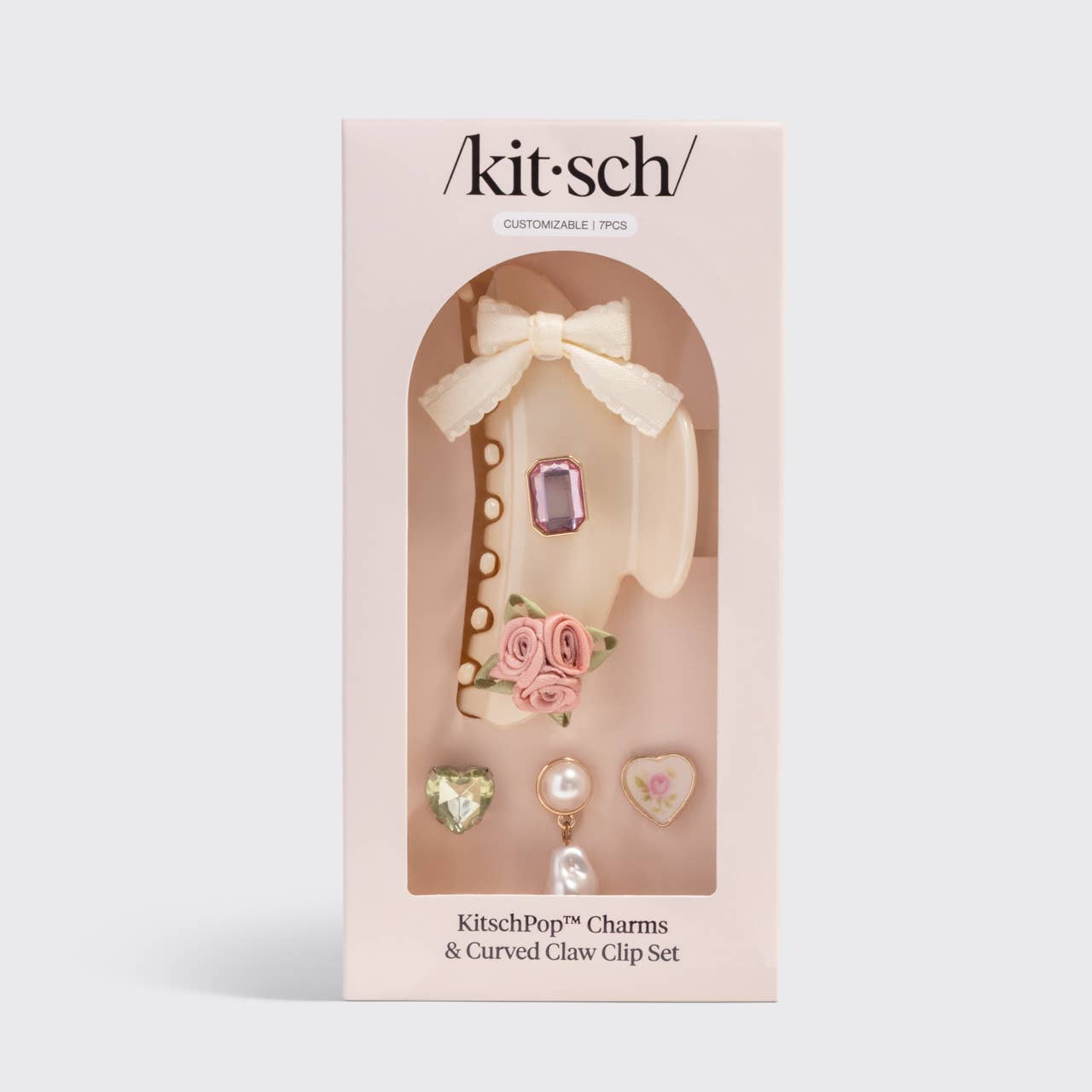 KITSCH - KitschPop™️Curved Claw Clip 7pc Set Vintage- Pearlized Cream