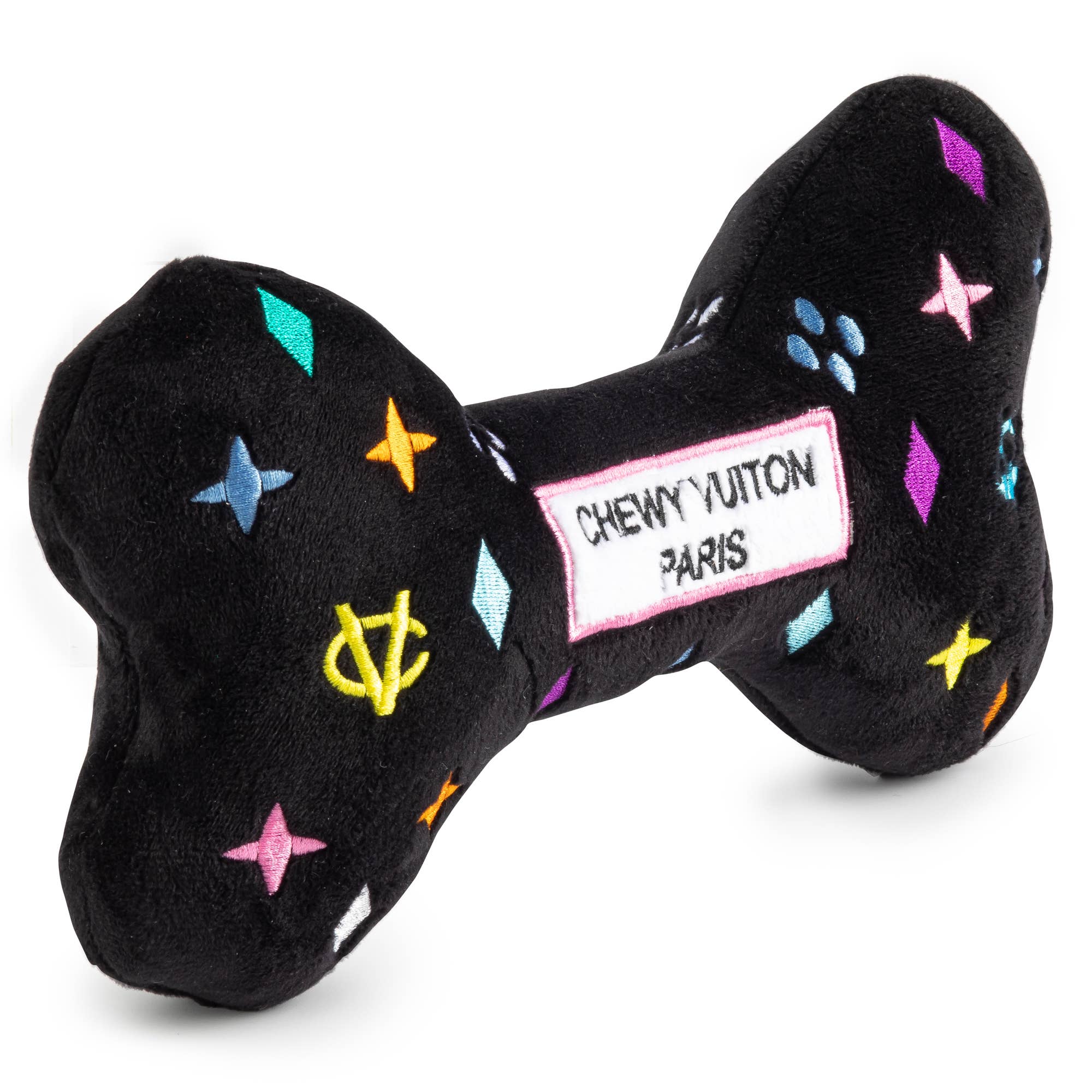 Black Monogram Chewy Vuiton Bone Squeaker Dog Toy