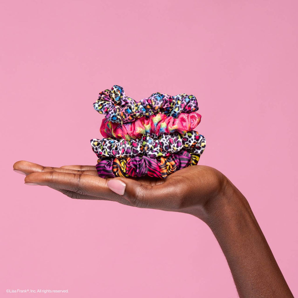 KITSCH - Lisa Frank x Kitsch Ruched Satin Scrunchies in Rainbow Leopard