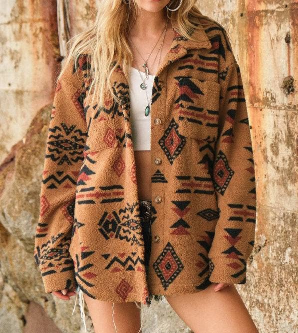 Vintage Plush Lapel Long-Sleeved Jacket