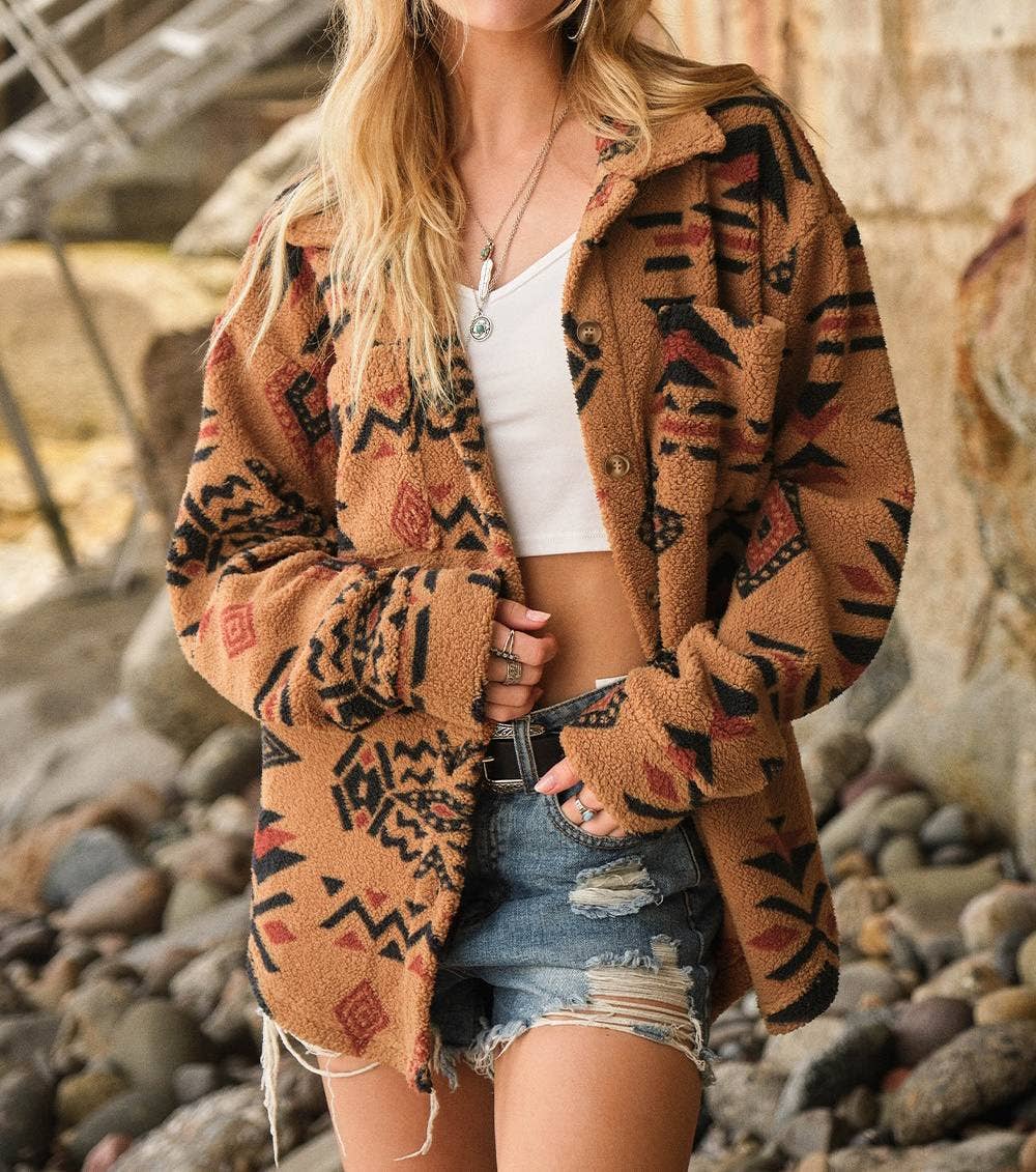 Langermet vintage plysjjakke