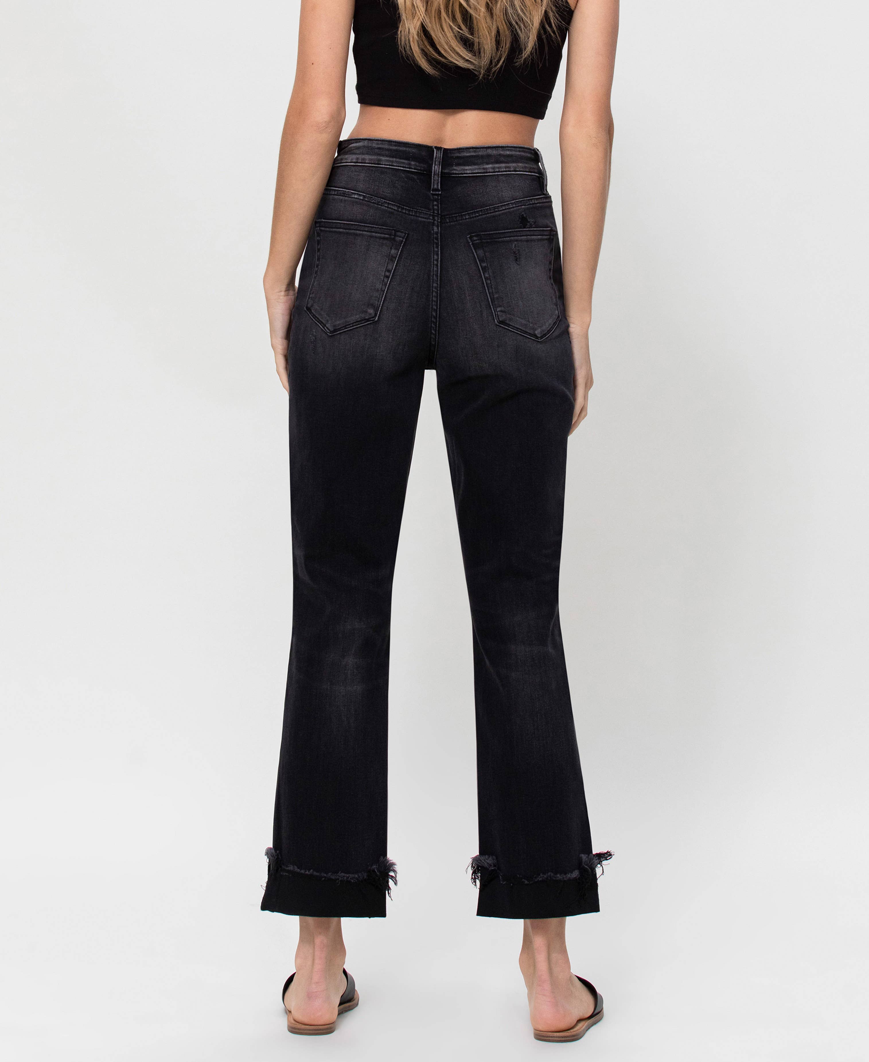 Super High Rise Button Up Cuffed 90'S Dad Jeans inF4558