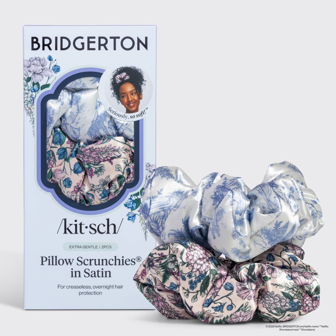 KITSCH - Bridgerton x Kitsch Satin Pillow Scrunchies® in Toile in Bloom
