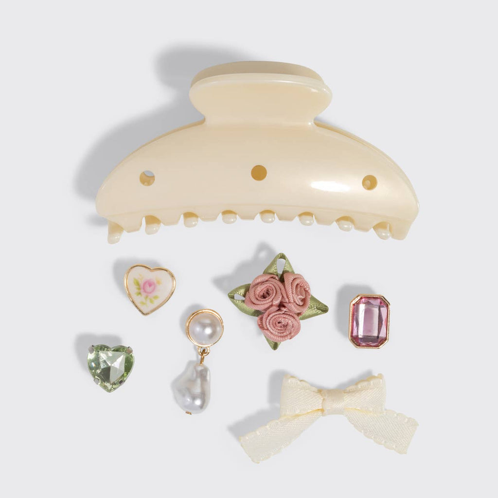 KITSCH - KitschPop™️Curved Claw Clip 7pc Set Vintage- Pearlized Cream