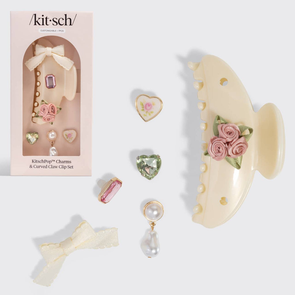 KITSCH - KitschPop™️Curved Claw Clip 7pc Set Vintage- Pearlized Cream