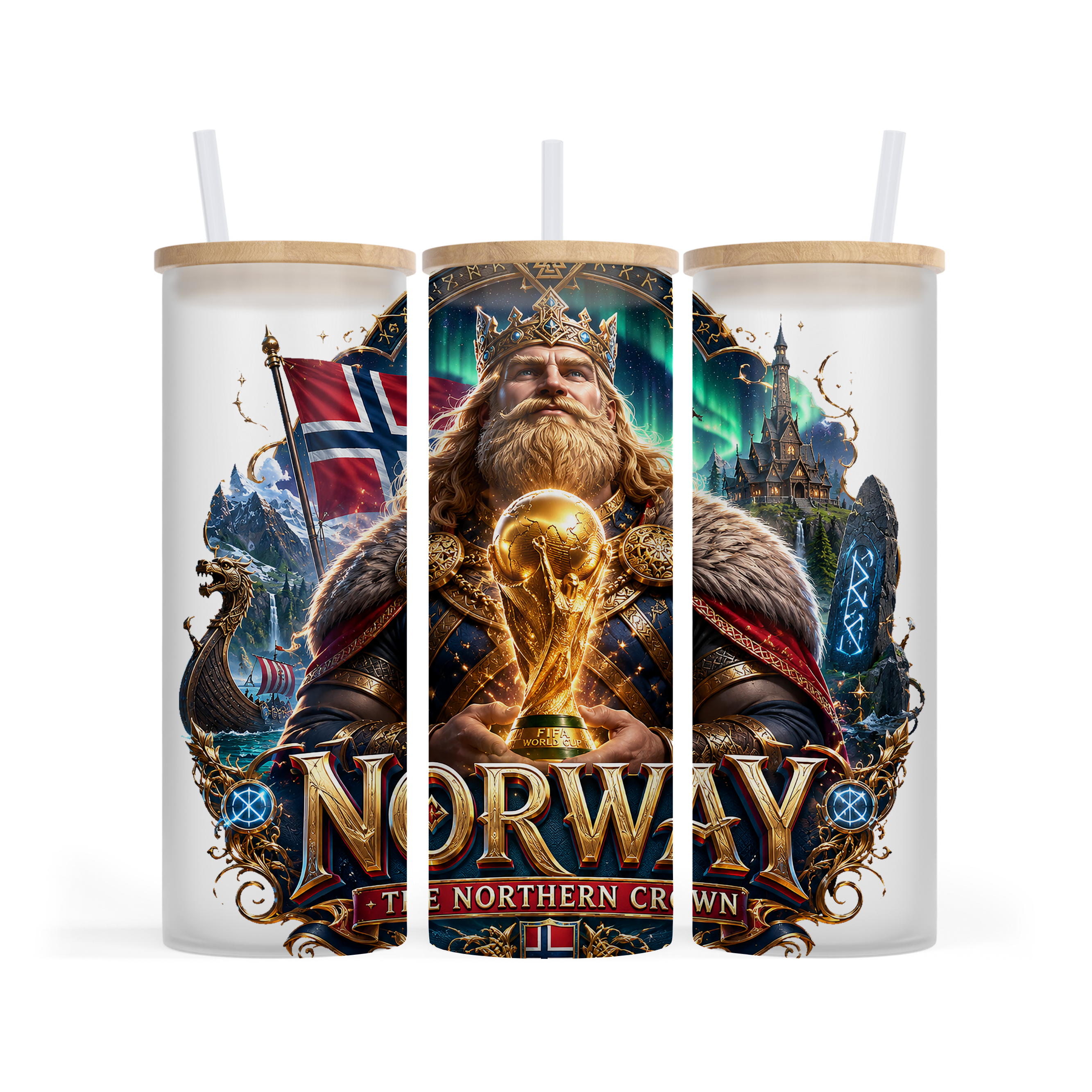 Norway "The Northern Crown" 20 oz Glass Tumbler