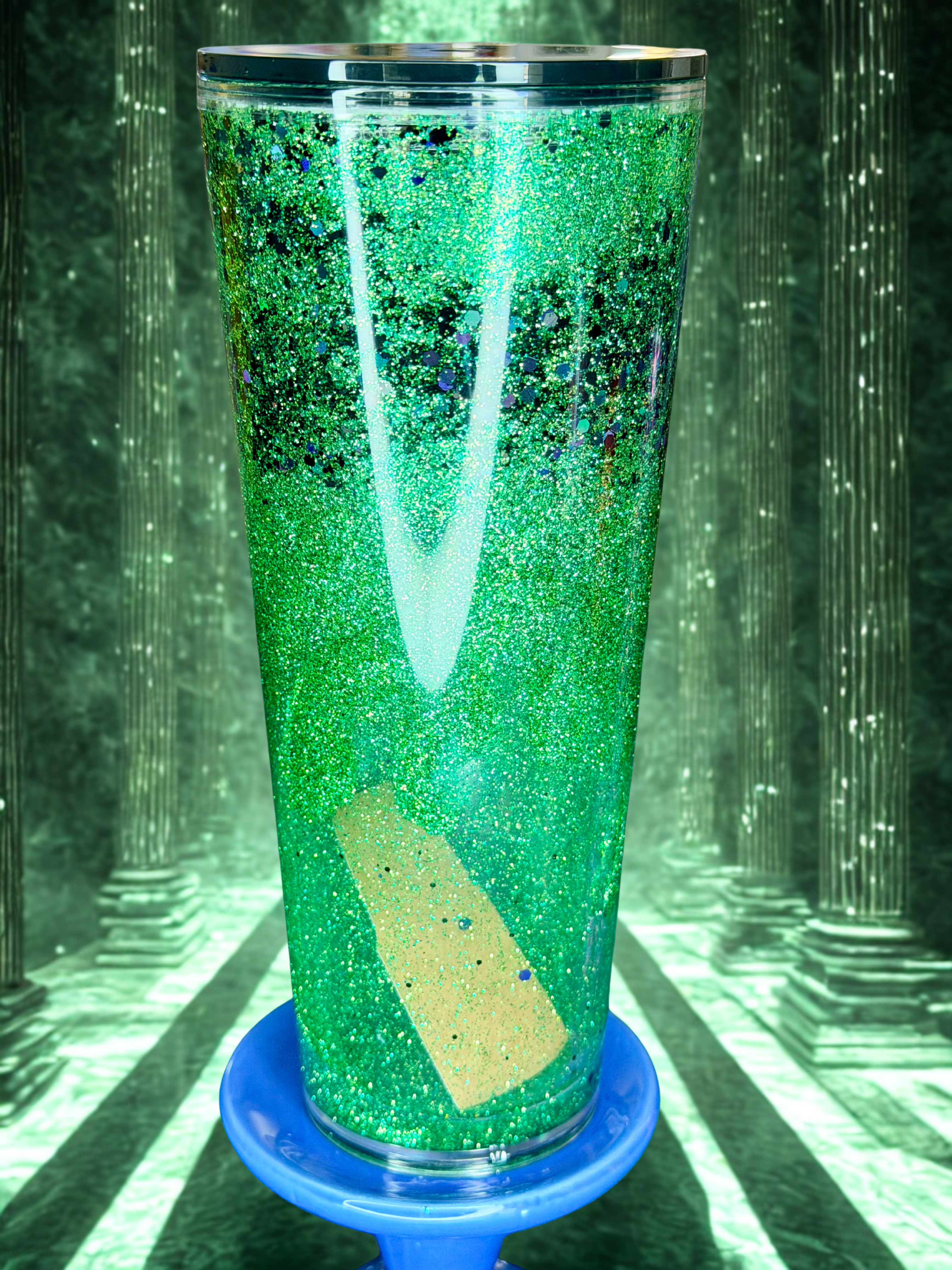 24 oz Snow Globe Glitter Tumbler