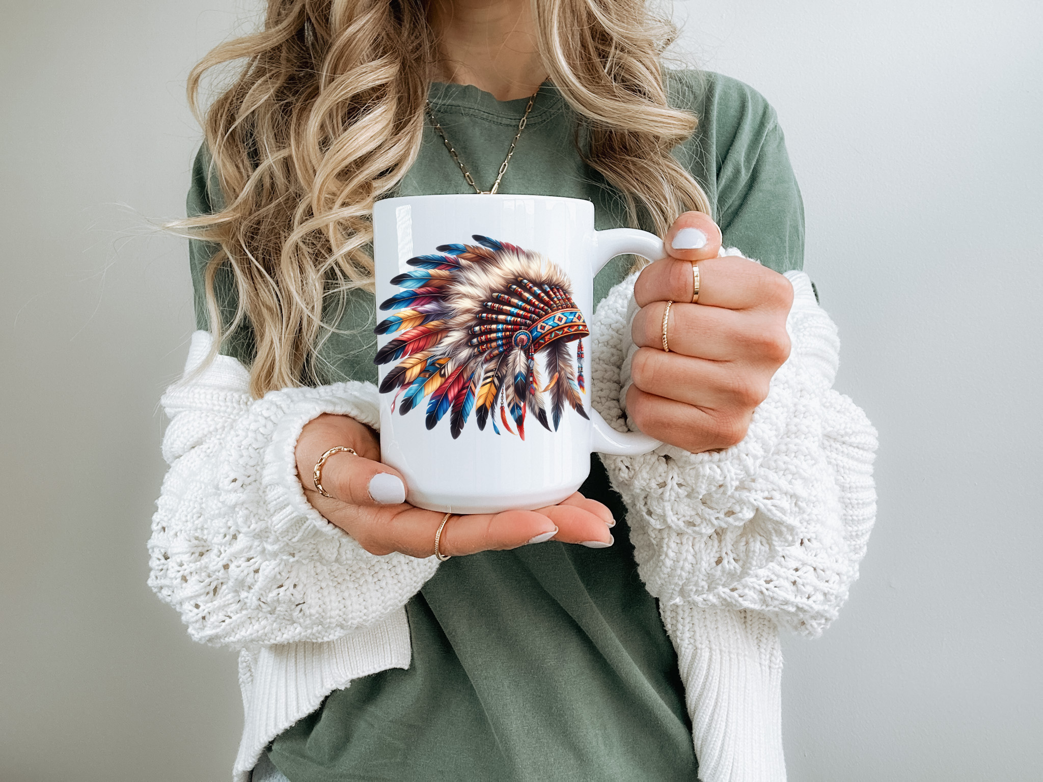 🪶 Native American Feather Headdress 15 oz Ceramic Mug