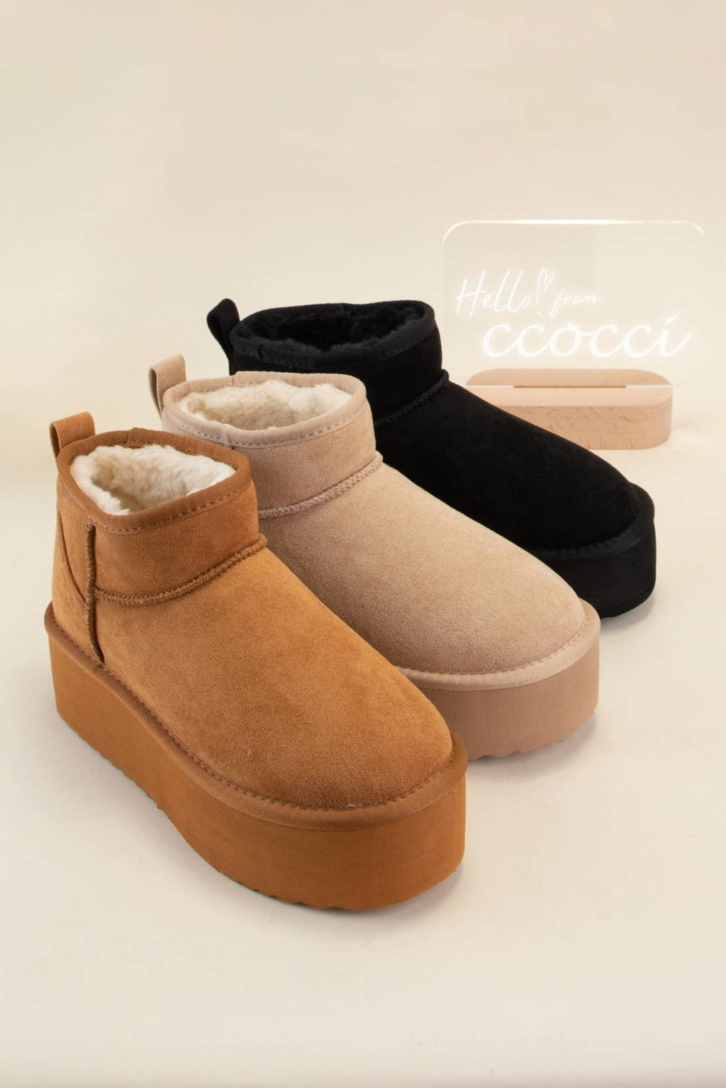 Benji Mini Ankle Platform Heel Fur-lined Boots