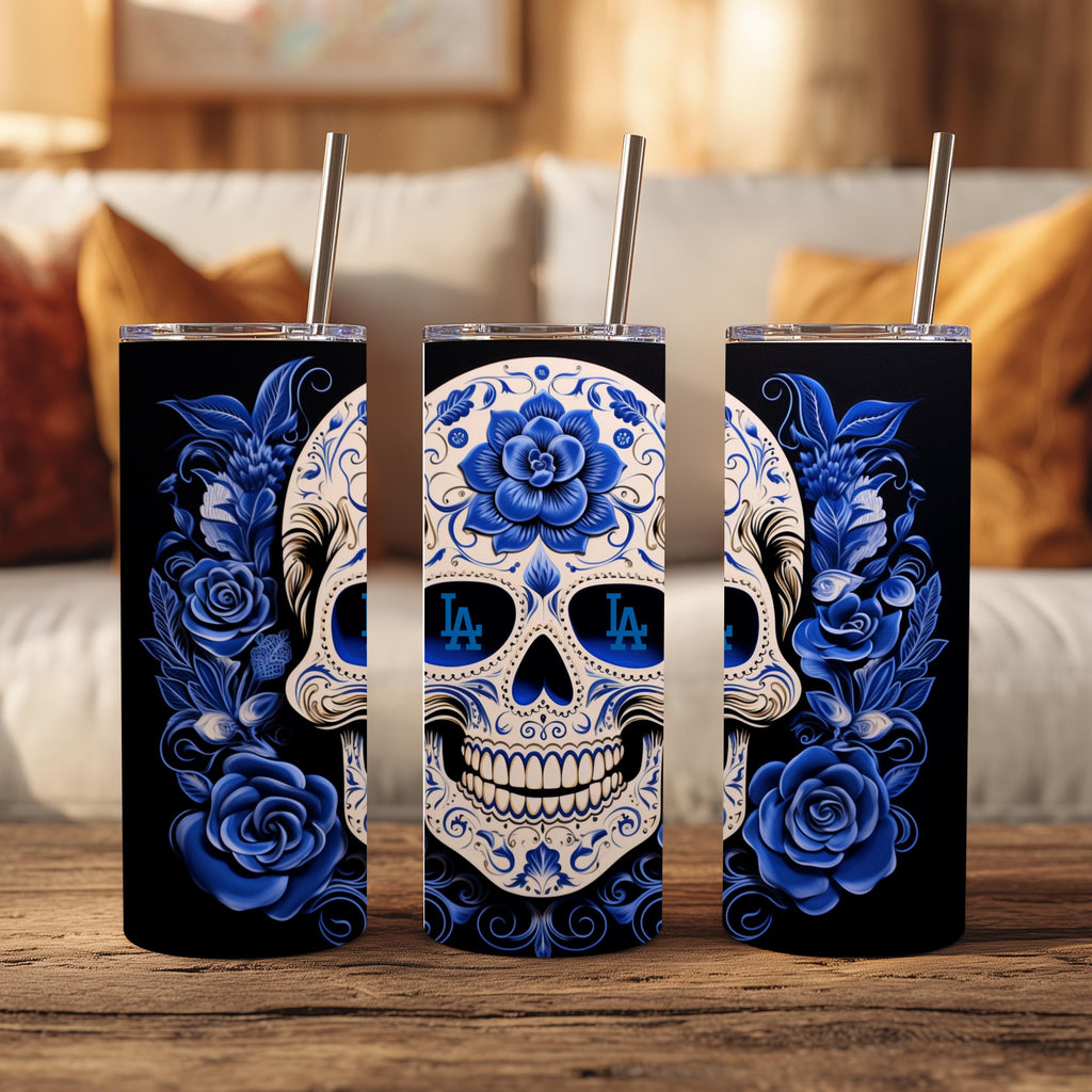 LA Dodgers Skull Tumbler