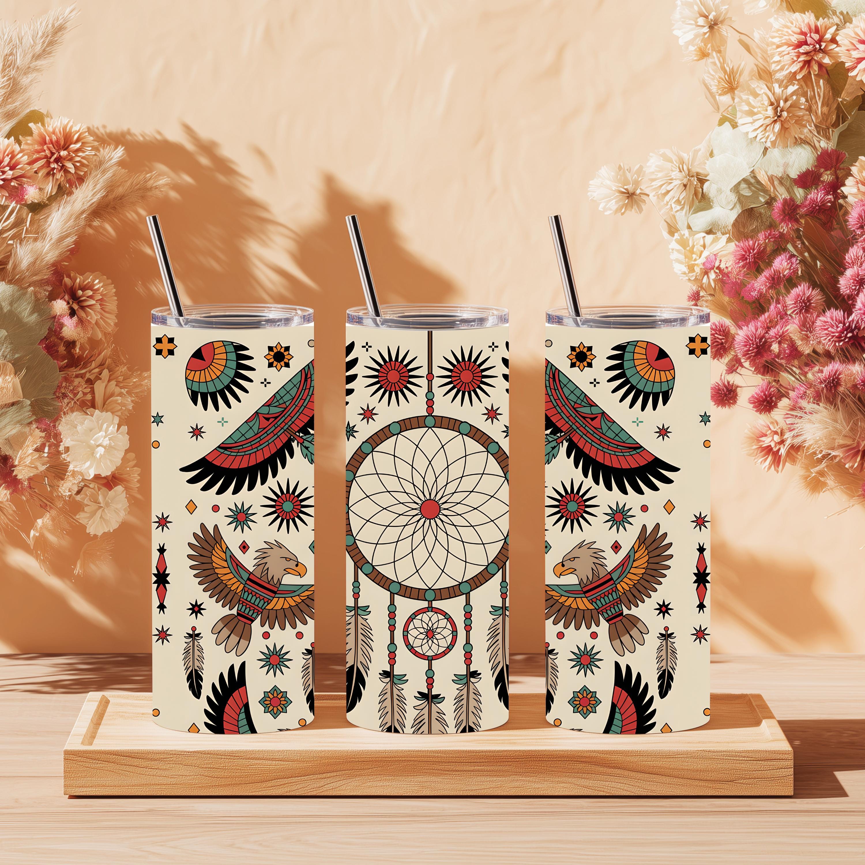 Traditional Tattoo Inspired Native American Stainless Steel Tumbler