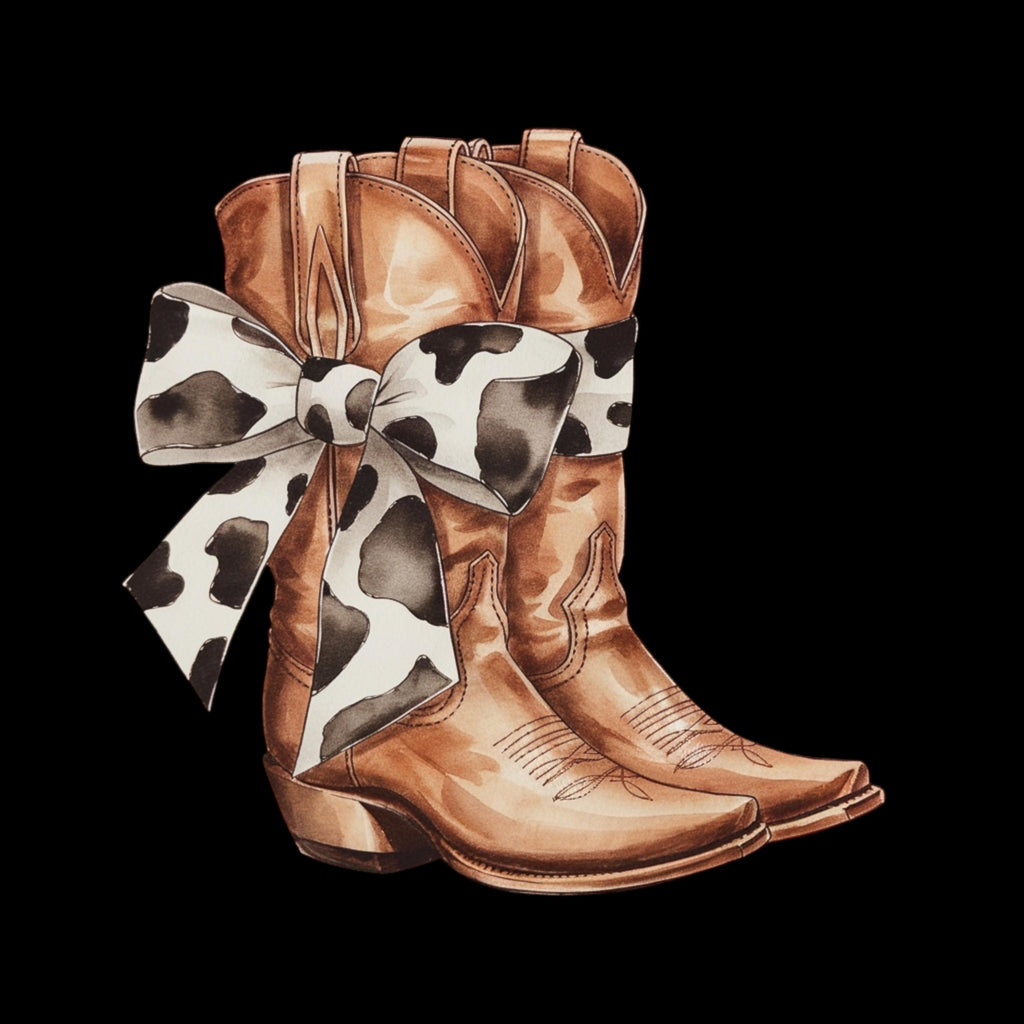 Brown Boot & Cowhide Bow Sticker