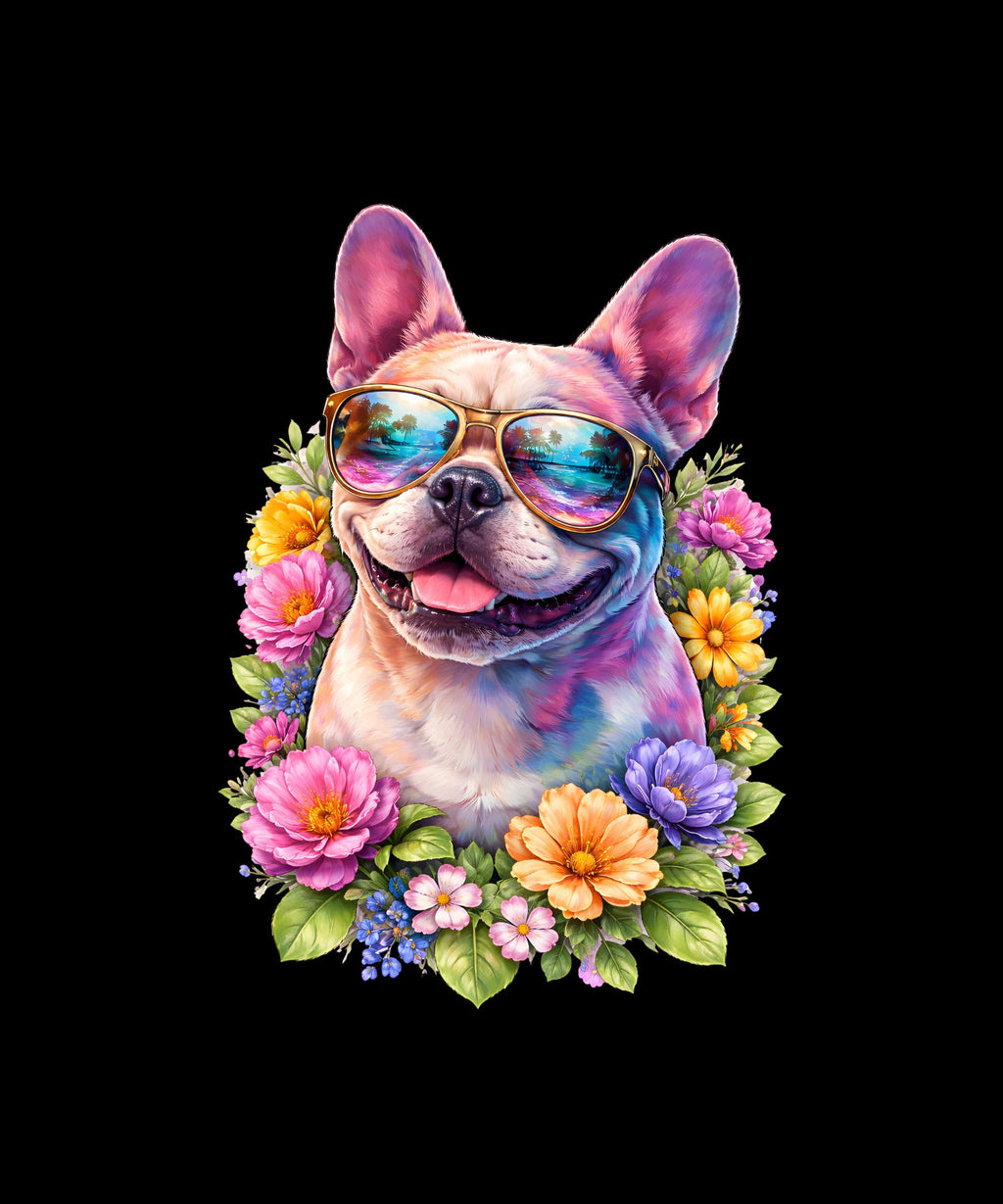 French Bulldog Floral Tea Towel – Colorful Dog Lover Kitchen Towel