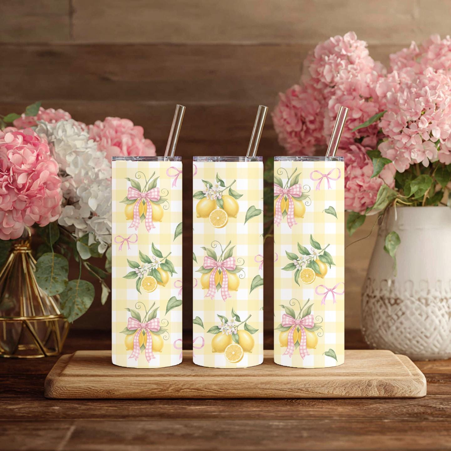 Pink Lemon Bow Tumbler