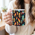 Colorful Feather Mug | Boho Feather Coffee Mug | Southwestern Inspired Ceramic Mug | 11 oz Mug