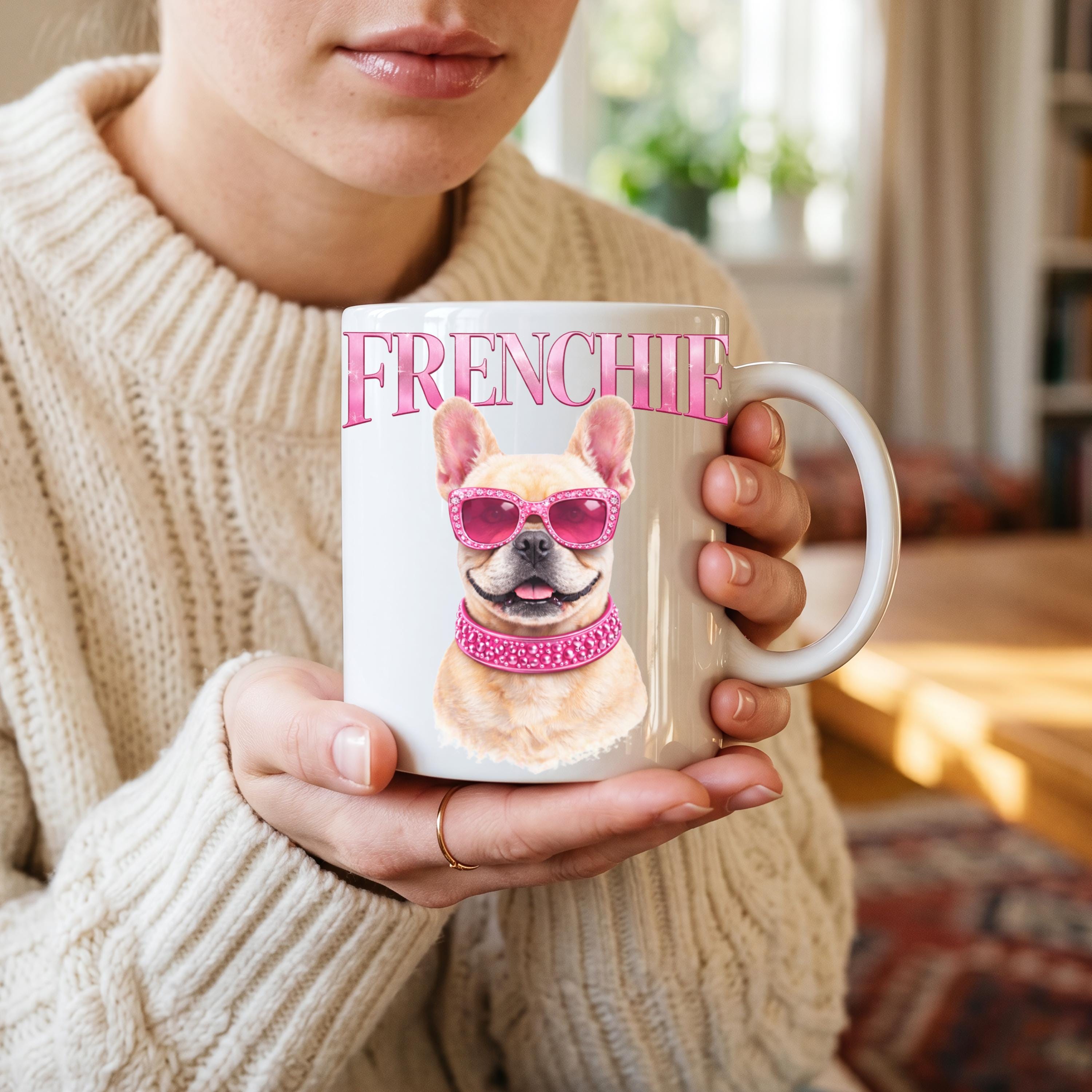 Spoiled Frenchie Queen Mug Set | Set of 3 French Bulldog Mugs | 11 oz Ceramic Coffee Mug Collection | Dog Mom Gift