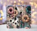 Sunflower & Cow Print Floral Skinny Tumbler Collection – 20 oz Stainless Steel Tumbler with Straw