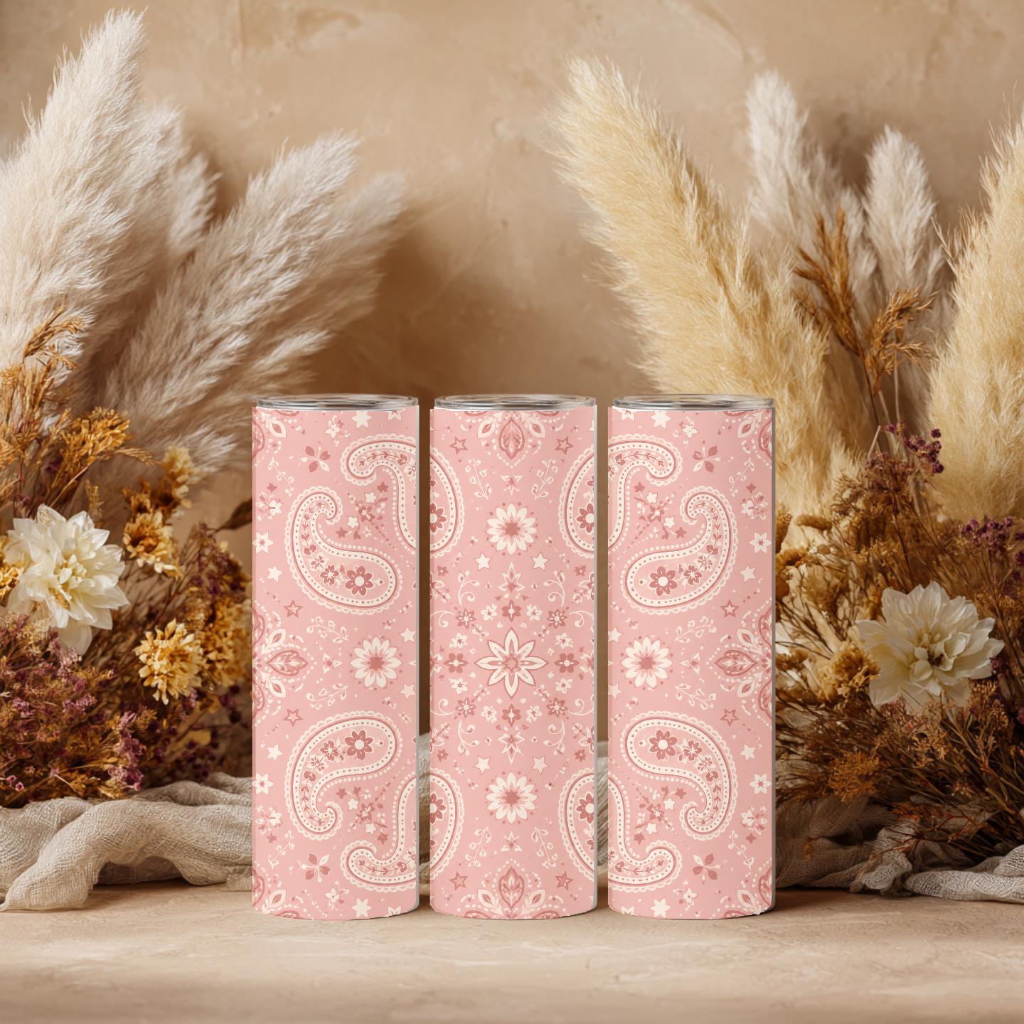 Pink Western Bandana 20 oz Skinny Tumbler