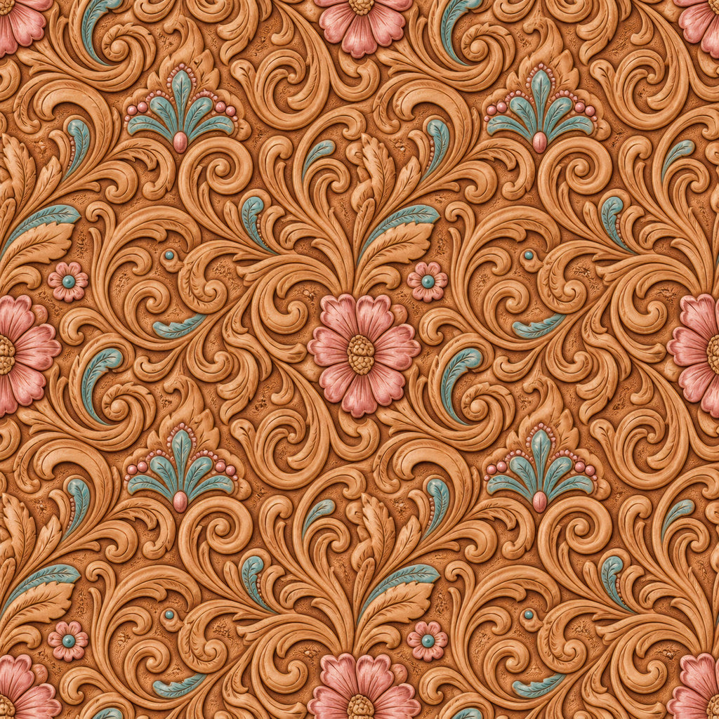 Tooled Leather Floral 20 oz Skinny Tumbler