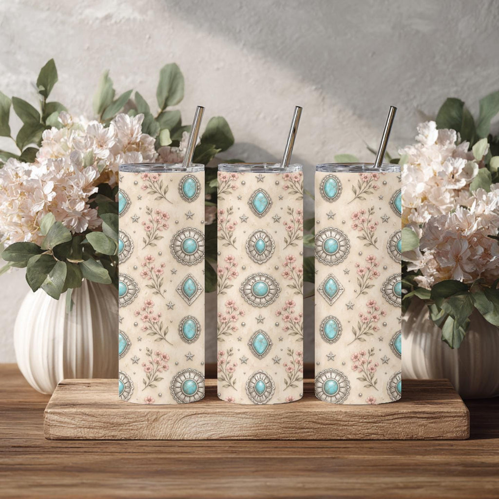 Turquoise Concho & Wildflower 15 oz Coffee Mug