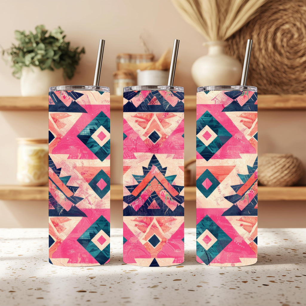 Pink & Teal Southwestern Aztec 20 oz Skinny Tumbler