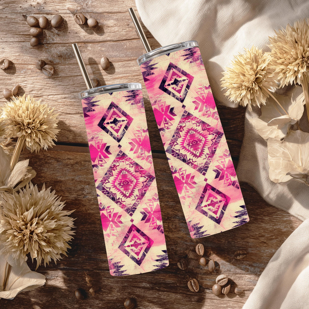 Pink Tribal Aztec 20 oz Skinny Tumbler