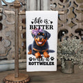 Life Is Better with a Rottweiler Waffle Tea Towel – Rottweiler Lover Kitchen Towel