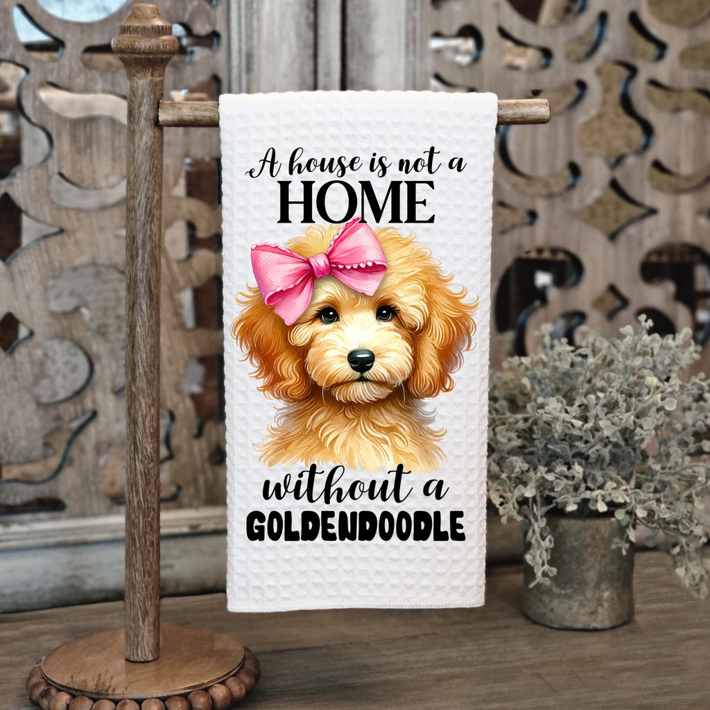 A House Is Not a Home Without a Goldendoodle Waffle Tea Towel – Goldendoodle Lover Kitchen Towel