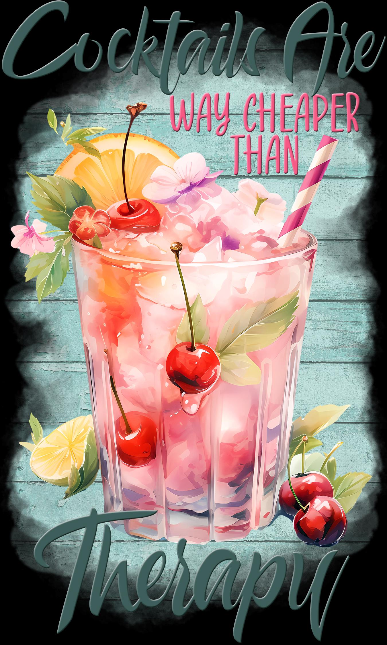 Cocktails Are Way Cheaper Than Therapy Tea Towel – Funny Cocktail Kitchen Towel
