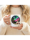 Northern Lights Teepee Mug | Native American Coffee Mug | Aurora Borealis Ceramic Mug | Rustic Cabin Coffee Cup | 11 oz or 15 oz Gift