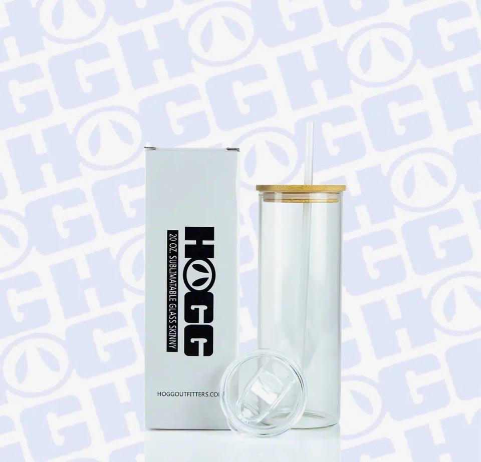 Southwestern Glass Tumbler | 20 oz Clear Glass Can | Black Aztec Iced Coffee Cup | Boho Western Drinkware | Bamboo Lid & Straw