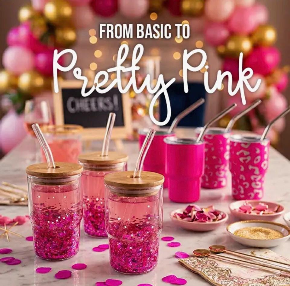 4 oz Mini Travel Tumblers | Custom or Ready to Ship | Hot Pink, Pink Leopard & Snow Globe Mini Cups | Cute Mini Tumbler | Party Favor Gift