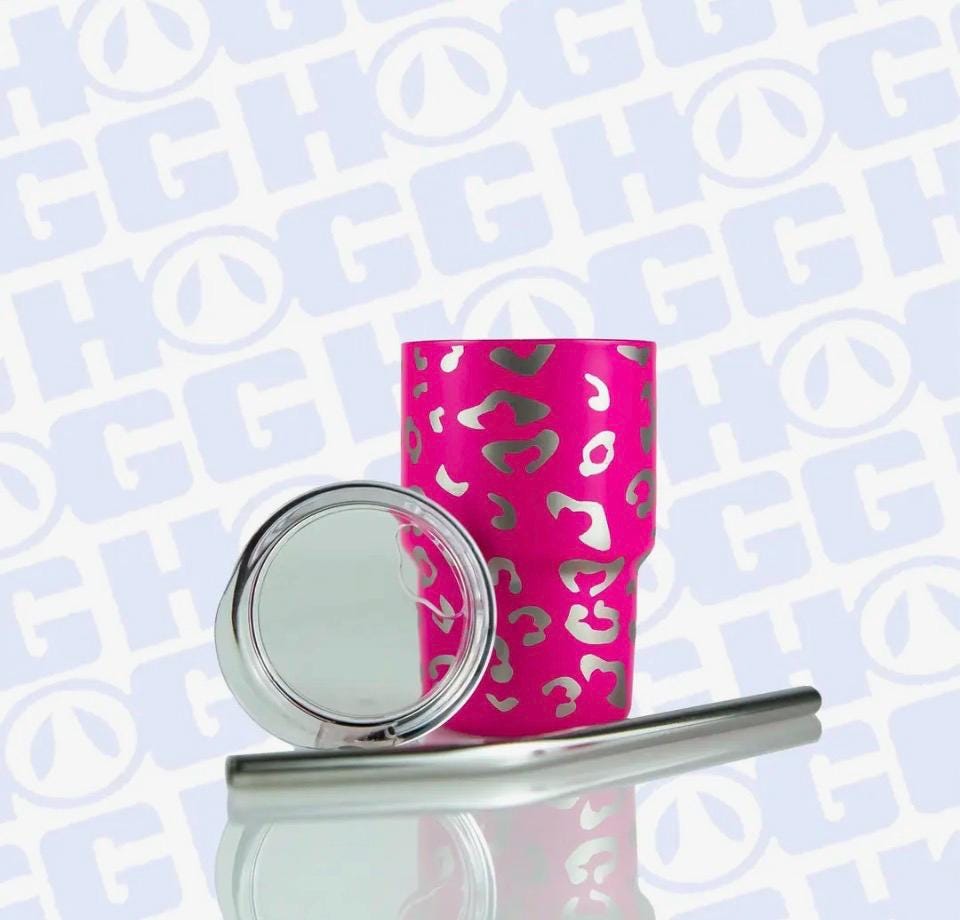 4 oz Mini Travel Tumblers | Custom or Ready to Ship | Hot Pink, Pink Leopard & Snow Globe Mini Cups | Cute Mini Tumbler | Party Favor Gift
