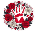 MMIW Red Handprint Floral Vinyl Sticker | 4x4 Waterproof Decal | Transparent or White Background | Missing & Murdered Indigenous Women