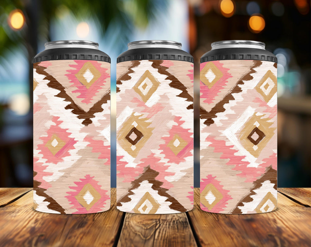 Blush Aztec 4-in-1 Can Cooler | Converts to a 14 oz Tumbler | Western Southwestern Drink Insulator | Handmade Gift