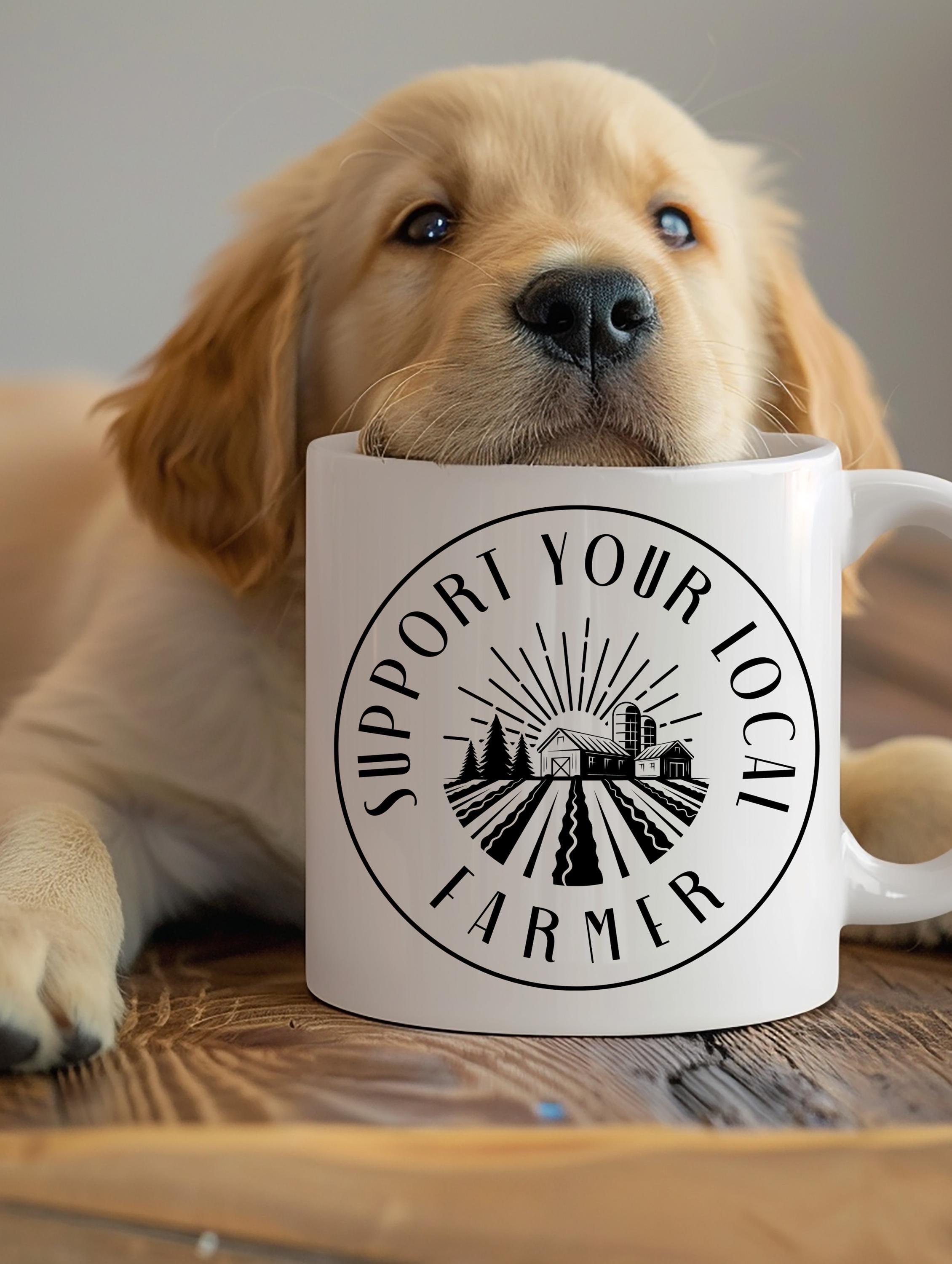 Support Your Local Farmer Mug & Sticker Set | 15 oz Coffee Mug with Matching Vinyl Sticker | Farmhouse Gift | Farmer Appreciation Gift