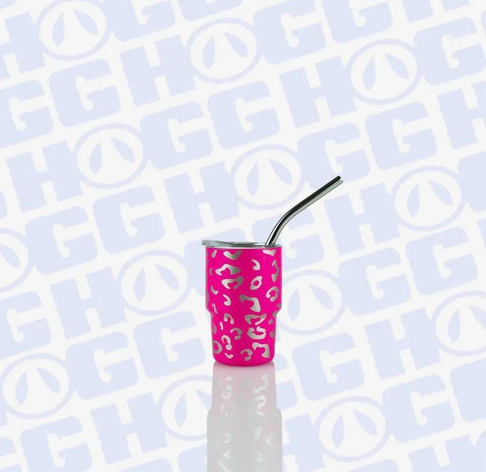 4 oz Mini Travel Tumblers | Custom or Ready to Ship | Hot Pink, Pink Leopard & Snow Globe Mini Cups | Cute Mini Tumbler | Party Favor Gift