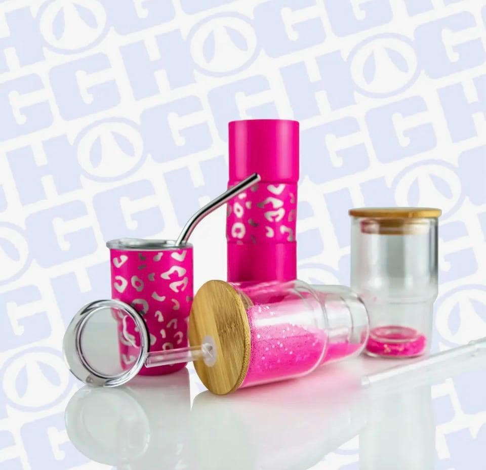 4 oz Mini Travel Tumblers | Custom or Ready to Ship | Hot Pink, Pink Leopard & Snow Globe Mini Cups | Cute Mini Tumbler | Party Favor Gift